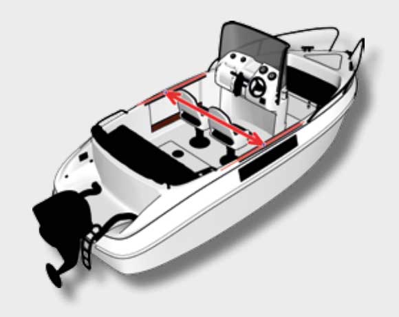 Determine the width of the bimini on a fisher boat