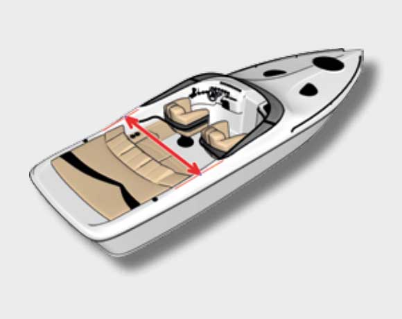 Determine the width of the bimini on a sport boat