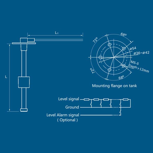 KUS S5 fuel and water level sensor 200 mm