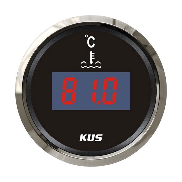 KUS Digital LCD Coolant Temperature Gauge (40–120°C) - Black