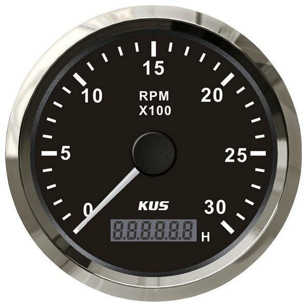 KUS Tachometer with hourmeter for inboards 0-3000 rpm - black