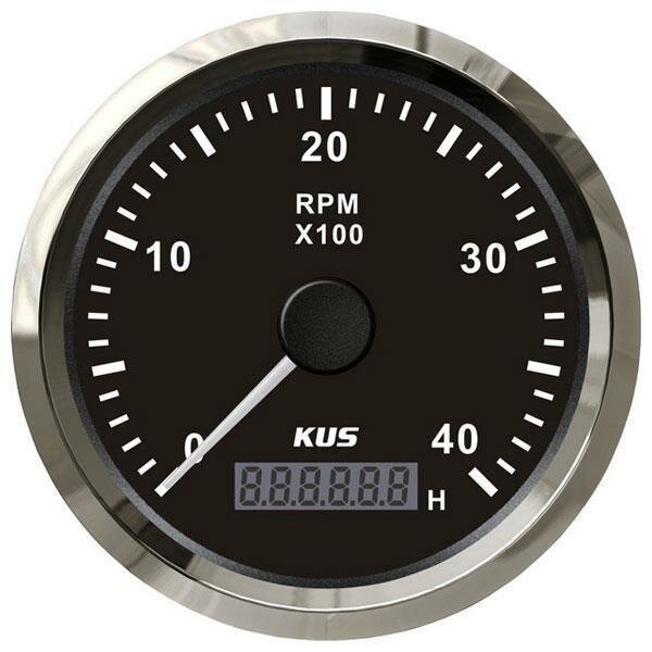 KUS Tachometer with hourmeter for inboards 0-4000 rpm - black