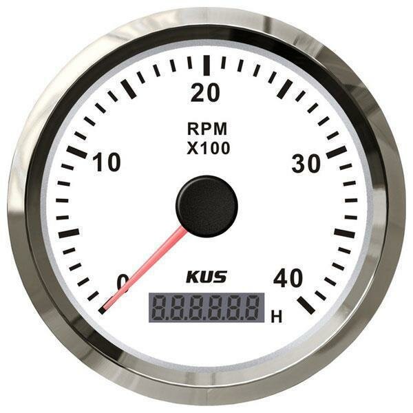 KUS Tachometer with hourmeter for inboards 0-4000 rpm - white