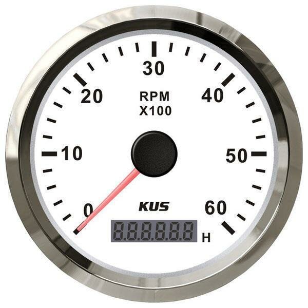 KUS Tachometer with hourmeter for inboards 0-6000 rpm - white