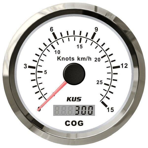 KUS GPS Speedometer mit Anzeige für Geschwindigkeit und Kurs von 0-15 Knoten / 27 km/h - weiß