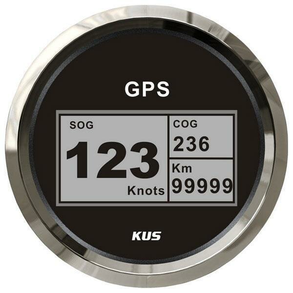 KUS GPS Digital-Speedometer mit Anzeige für Kurs, Geschwindigkeit und gefahrene Strecke - schwarz