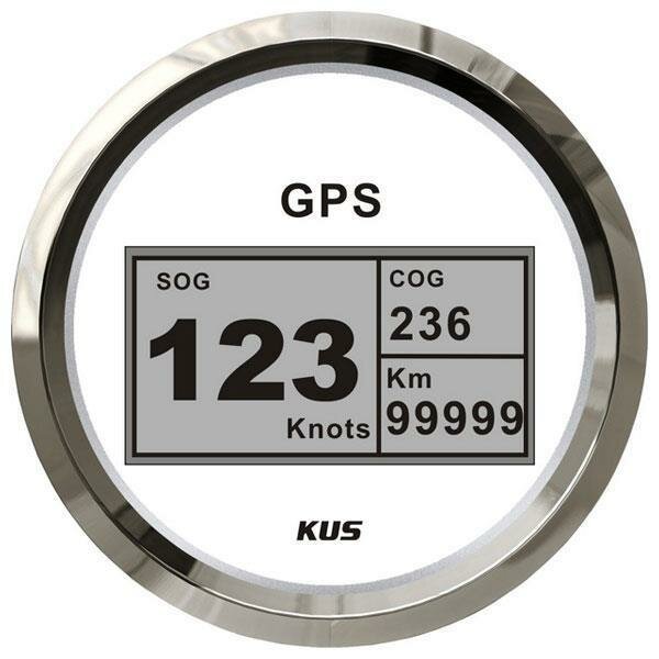 KUS GPS Digital-Speedometer mit Anzeige für Kurs, Geschwindigkeit und gefahrene Strecke - weiß