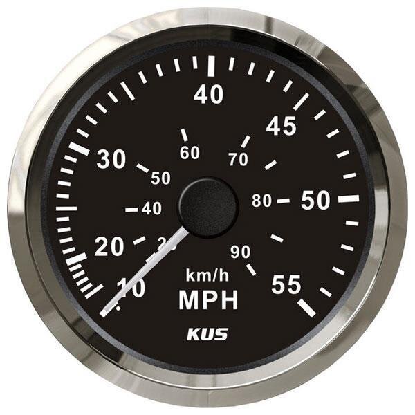 KUS Analog Dynamic Pressure Speedometer (0–55 mph / 100 km/h) - Black