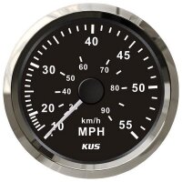 KUS analog speedometer 0-55 Mph / 100 km/h - black