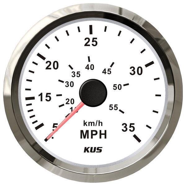 KUS analoges Staudruck-Speedometer / Geschwindigkeitsmesser (0-35 Mph / 60 km/h) - weiß