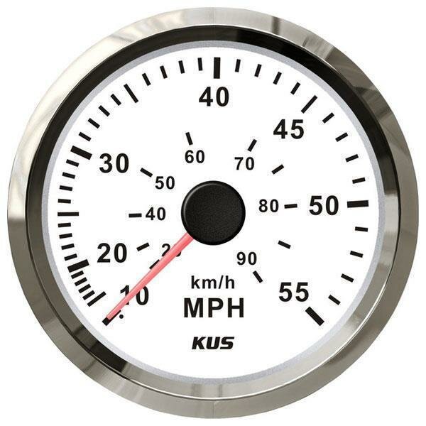 KUS analog speedometer 0-55 Mph / 100 km/h - white