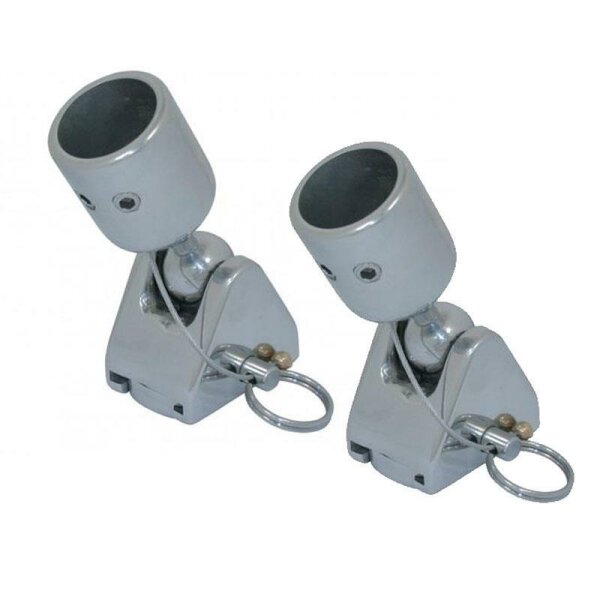 Stainless steel deck hinge set with swivel ball for biminis - Ø 22 mm