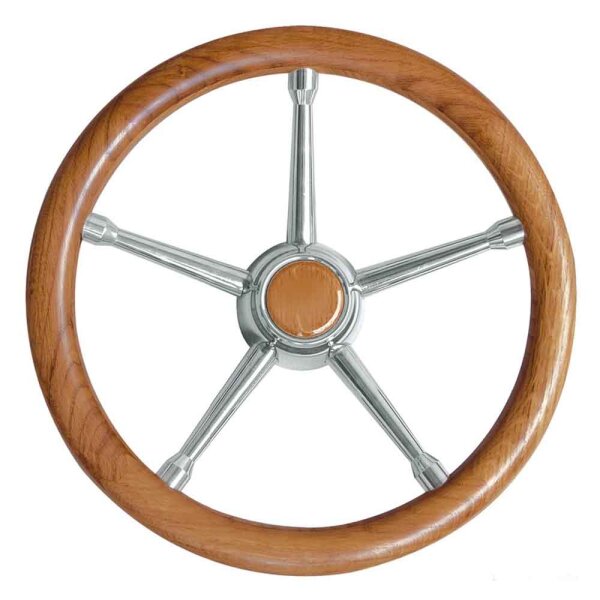 Steering wheel - stainless steel / teak (Ø 350 mm)
