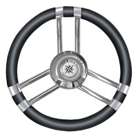 Steering wheel - stainless steel / black (&Oslash; 400 mm)