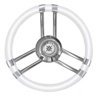 Steering wheel - stainless steel / white (&Oslash; 400 mm)